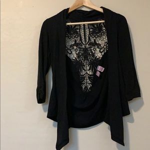 Love on a Hanger Black peak-a-boo shawl